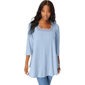 Roaman's Women's Plus Size Squareneck Pointelle Top in Saudi Arabia