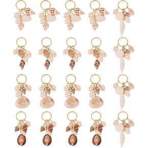20 Pcs 5 Style Ocean Shell Conch Keychains Shell Pendant Keyring with Iron Split Key Rings Keychains Accessories for Key Backpack Decoration in Saudi Arabia