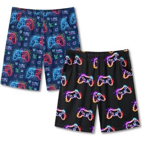 PASHOP 2 Pack Boys Pajama Shorts Cool Boys Sleep Shorts Summer Pajamas Pj Sets with Pockets Soft Bottoms Sleepwear Size 10-14 in Kuwait
