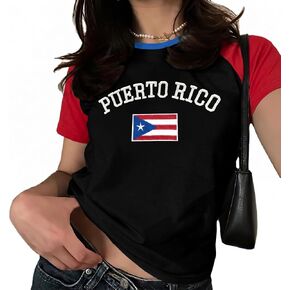 Puerto Rico Shirt Women Embroidered Puerto Rican Y2k Aesthetic Tops Boricua Graphic Baby Tees Vintage 90s Crop Top in Saudi Arabia