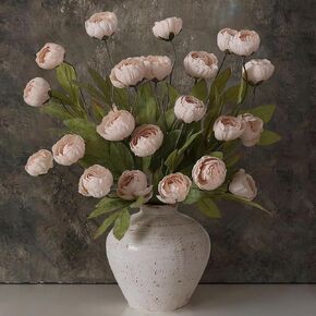 RECUTMS 6 Pcs Faux Peonies Artificial Flower 29 Inch Artificial Flowers Bulk Silk Fake Bouquet Floral Arrangements Centerpieces Decor for Mother's Day Home Table Wedding (Beige) in Saudi Arabia
