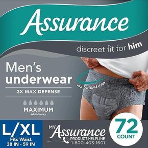 Assurance Men's Incontinence Underwear Large (L/XL), Maximum Absorbency, 72 Count in Saudi Arabia