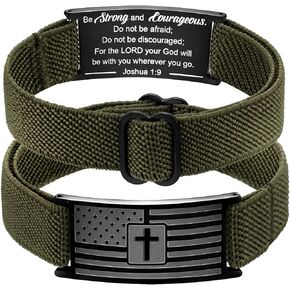 RWQIAN American Flag Cross Bracelet for Men Mens Cross Bracelet Engraved Bible Verse Bracelets Adjustable Elastic Stretch Strap Bracelets for Valentines Day Christian Easter Gifts in Saudi Arabia