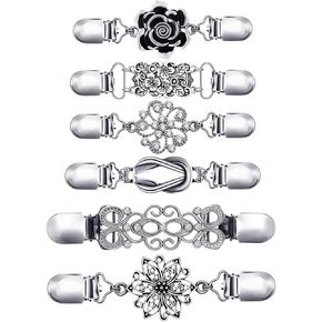6 Pieces Silver Vintage Dress Cinch Clip for Women Clothing Metal Waist Cincher Clip Retro Sweater Clips for Cardigans Retro Styles Shirt Brooch Clips Durable Shawl Clip Easy-to-use in Saudi Arabia