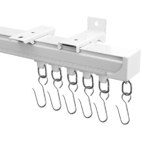 Hoeflife Ceiling Curtain Tracks,Curtain Track Wall Mount,Track Curtains Rod Ceilings Mount Heavy Duty Ceiling Tracks for Curtains Room Divider Rod with Hooks,White 3-9ft in Saudi Arabia