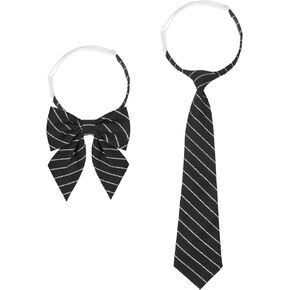 Pre-tied Neckties for Women Girls, 2Pcs Striped Ties in Black White, Adjustable Bow Neck Tie for Uniform School Cosplay Wedding Party Prom in Saudi Arabia