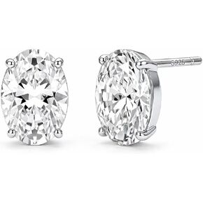 925 Sterling Silver Stud Earrings Simulated Diamond 2CT Oval Cubic Zirconia Hypoallergenic Solitaire Earring Set for Women in Saudi Arabia