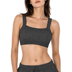Seamless Scoop Neck Bralette for Women Wide Strap Ribbed Sports Bra Full Coverage Braless Crop Top No Wire in Saudi Arabia