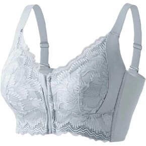 Zip Front Closure Bras for Older Women Lace Push Up Wireless Bralette with Support Easy Wear Everyday Bra in Saudi Arabia