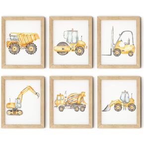 Set of 6 Construction Truck Wall Art Decor Toddler Boys Room Canvas Paintings Watercolor Tractor Vehicle Posters Pictures Nursery Dump Truck Wall Art Prints for Boys Bedroom 8x10 Inch Unframed﻿ in Saudi Arabia