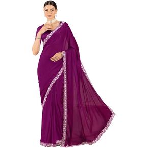 Saree for Women Georgette Embroidery work Saree with Blouse Piece in Saudi Arabia