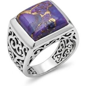 Gorgeous Purple Copper Turquoise 925 Sterling Silver Men's Ring Size 9, 10, 11, 12, 13, 14 in Saudi Arabia
