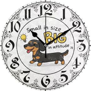 ALAZA Funny Dachshund Dog with Quote Round Wall Clock, Silent Non Ticking Oil Painting Home Office School Decorative Clock Art in Saudi Arabia
