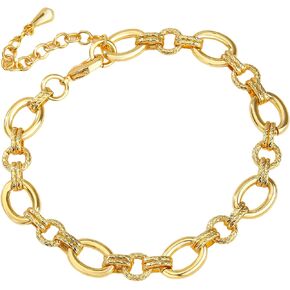 Fashion 18K Gold-Plated Wide Women's Chain Bracelet with Large and Small O-Shaped Links | Exquisite Layered Women's Gold Chain Bracelet in Saudi Arabia