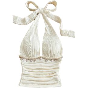 BEAUDRM Women's Halter Tops Starfish Y2k Cute Summer Tops Textured Ruched Going Out Top Beach Vacation Outfits in Saudi Arabia