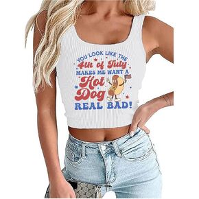 American Flag Crop Tank Tops Women 4th of July Patriotic T Shirt Girls USA Flag Stars Stripes Graphic Cami Tops in Kuwait