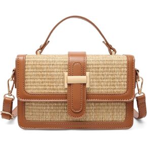 RNIEGA Straw Crossbody Bags for Women, Leather Women's Shoulder Clutch Handbags Summer Small Beach Purse for Vacation in Saudi Arabia
