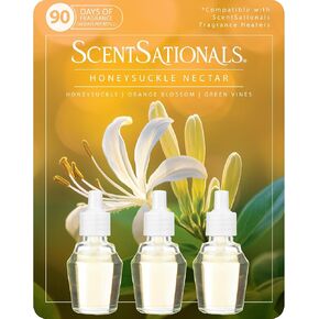 ScentSationals Honeysuckle Nectar Fragrance Oil Plug in Air Freshener Refills 3-Pack - Works with Scentsationals Wall Plugs, Long-Lasting Home Fragrance, 0.8 fl oz Each, Packaging May Vary in Saudi Arabia