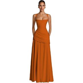 Long Chiffon Bridesmaid Dresses for Women Wedding Spaghetti Straps A Line Pleated Prom Dress Floor Length in Saudi Arabia