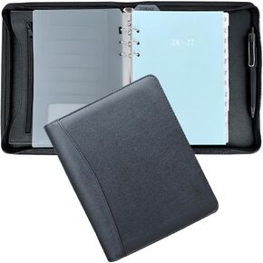 Fan&Ran 2025 Zipped Planner Organizer, Weekly and Monthly Refills with Simulated Leather Cover, Personal Size, Black in Saudi Arabia