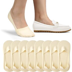 No Show Socks for Women Non-Slip Thin Loafers Footies Socks, 4 Pairs, Size 11-12 in Saudi Arabia