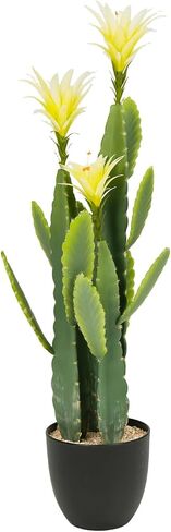 3ft Tall Artificial Cactus with Yellow Flowers in Pot, Fake Cacti Plant of Satin Finish Leaves with Real Look, Outdoor & Indoor Faux Plants for Home Office Hotel Patio Balcony or Garden Decor in Saudi Arabia