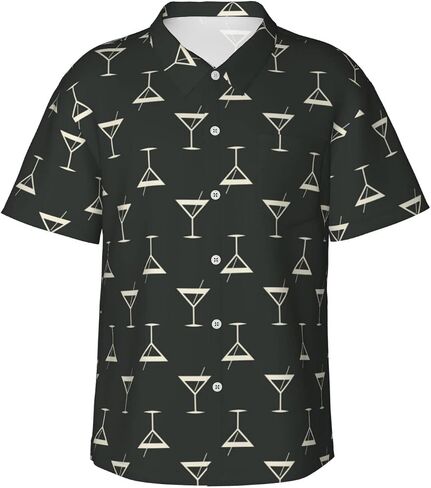 DENFY Hawaiian Shirts for Mens Cocktail Drinks of Martini Short-Sleeve Button Down Casual Shirts with Pocket in Saudi Arabia