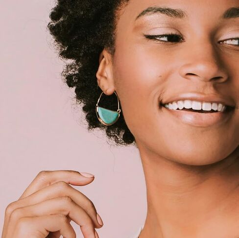 Scout Curated Wears - Stone Prism Hoop Earring - Rose Quartz/Silver in Saudi Arabia