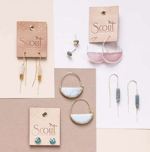 Scout Curated Wears - Stone Prism Hoop Earring - Rose Quartz/Silver in Saudi Arabia