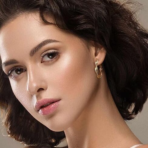 14K Gold Earrings for Women Gold Hoop Earrings for Women Twisted Mobius Hoop Earring for Womens Hoops Thick Light Radiant Hoops Earring for Womens in Saudi Arabia