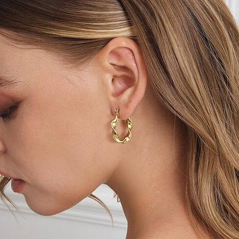 14K Gold Earrings for Women Gold Hoop Earrings for Women Twisted Mobius Hoop Earring for Womens Hoops Thick Light Radiant Hoops Earring for Womens in Saudi Arabia