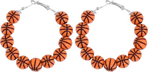 Basketball Earrings for Women,Basketball Earrings Jewelry Accessories with Ball Shape Beaded,Ball Shape Sports Hoop Earring,Gifts for Women Team Sport Lover Party Earring Decoration in Saudi Arabia