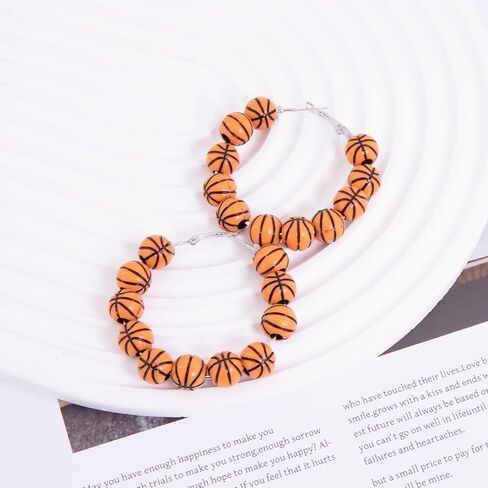 Basketball Earrings for Women,Basketball Earrings Jewelry Accessories with Ball Shape Beaded,Ball Shape Sports Hoop Earring,Gifts for Women Team Sport Lover Party Earring Decoration in Saudi Arabia