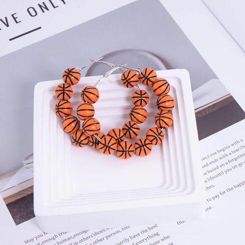 Basketball Earrings for Women,Basketball Earrings Jewelry Accessories with Ball Shape Beaded,Ball Shape Sports Hoop Earring,Gifts for Women Team Sport Lover Party Earring Decoration in Saudi Arabia