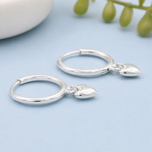 925 Sterling Silver Heart Huggie Hoop Earrings for Women Jewelry Gift in Saudi Arabia