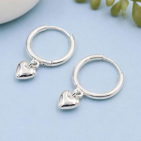 925 Sterling Silver Heart Huggie Hoop Earrings for Women Jewelry Gift in Saudi Arabia