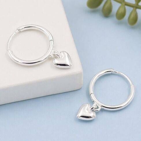 925 Sterling Silver Heart Huggie Hoop Earrings for Women Jewelry Gift in Saudi Arabia