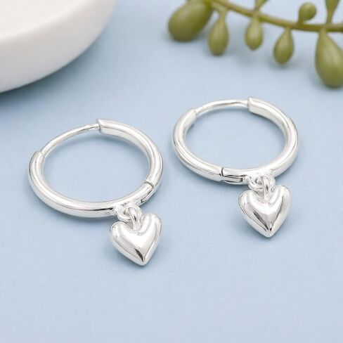 925 Sterling Silver Heart Huggie Hoop Earrings for Women Jewelry Gift in Saudi Arabia