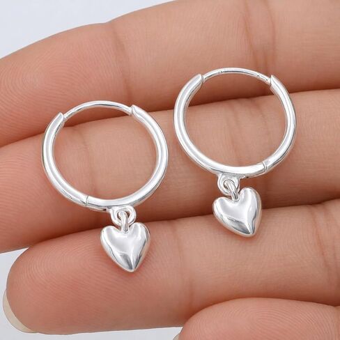 925 Sterling Silver Heart Huggie Hoop Earrings for Women Jewelry Gift in Saudi Arabia