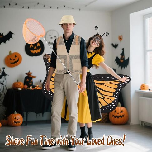 17 Pcs Couple Costume for Adult - Butterfly and Butterfly Catcher Costume - Couple Costumes for Women Men Friends Family Halloween Cosplay Dress up Party in Saudi Arabia
