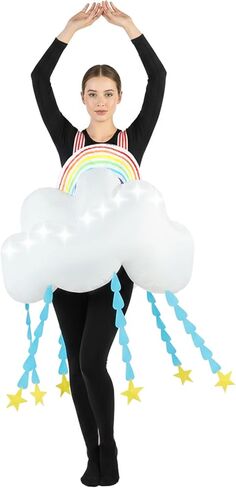 Inflatable Rainbow Cloud Costume Adults Light-Up Colorful Blow Up Women Deluxe Funny Cloud Suit Raining Halloween Party in Saudi Arabia