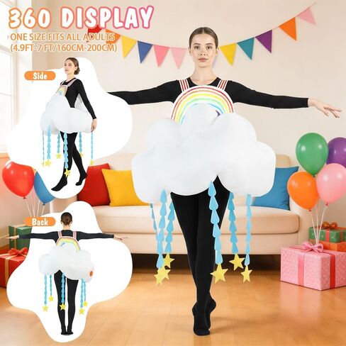 Inflatable Rainbow Cloud Costume Adults Light-Up Colorful Blow Up Women Deluxe Funny Cloud Suit Raining Halloween Party in Saudi Arabia