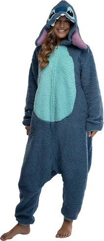 Disney Lilo & Stitch Adult Stitch Kigurumi Cosplay Costume Sherpa Union Suit Pajama Outfit in Kuwait