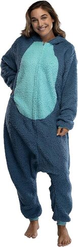 Disney Lilo & Stitch Adult Stitch Kigurumi Cosplay Costume Sherpa Union Suit Pajama Outfit in Kuwait