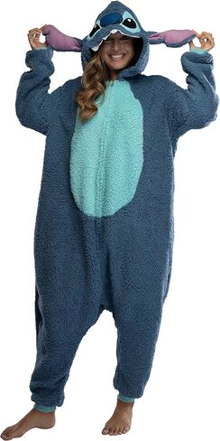 Disney Lilo & Stitch Adult Stitch Kigurumi Cosplay Costume Sherpa Union Suit Pajama Outfit in Kuwait