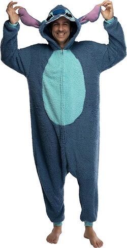 Disney Lilo & Stitch Adult Stitch Kigurumi Cosplay Costume Sherpa Union Suit Pajama Outfit in Kuwait