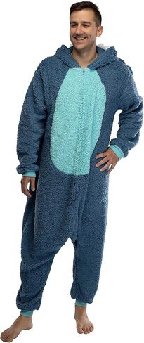 Disney Lilo & Stitch Adult Stitch Kigurumi Cosplay Costume Sherpa Union Suit Pajama Outfit in Kuwait