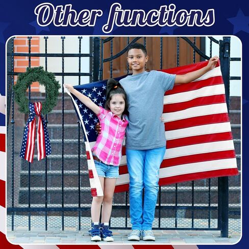 VitalCozy 4th of July إكليل وشاح للباب الأمامي إكليل من الساتان وشاح مطرز وطني أحمر أزرق أبيض نجمة مونوغرام إكليل الشريط إكسسوار الذكرى السنوية الـ 250 لحفلة الاستقلال في الأماكن المغلقة وفي الهواء الطلق in Saudi Arabia