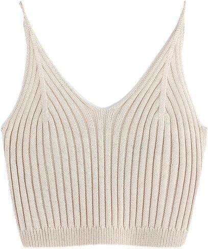 RoseSeek Women's Knit Cami Top Spaghetti Strap V Neck Camisole Tops Elegant Tops for Women in Kuwait