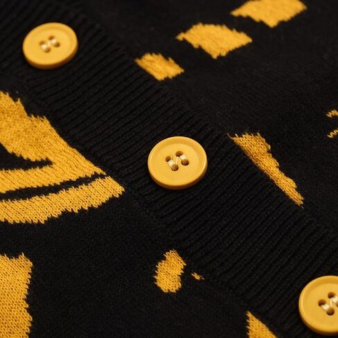 OXKnit Knit Vest Tops for Women, Retro Yellow Tiger Pattern Black Sleeveless Button Down Cotton Tank Summer Outfits in Saudi Arabia